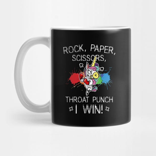 Rock Paper Scissors Throat Punch I Win Unicorn by Zone32